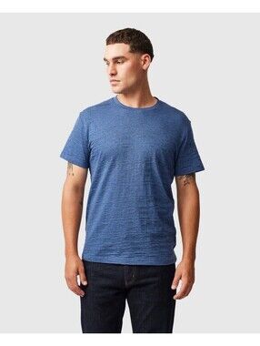 Rodd & Gunn Leith Valley Sports Fit Textured Blue T-Shirt Men’s Small